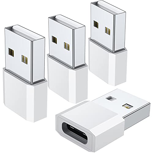 USB C Female to USB Male Adapter (4-Pack), Type C Charging Cord Connect USB A Charger for iPhone 15 14 13 12 11 Pro Max Plus, iPad Pro Air 4 5 Mini 6, Samsung Galaxy S24 S23 S22, Google Pixel 5 4 XL