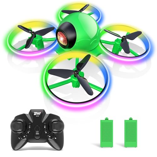 Dwi Dowellin Mini Drone for Kids with Blinking Light One Key Take Off Spin Flips RC Small Drones Long Flight Time Nano Quadcopter Toys Drones for Beginners Boys and Girls, Green