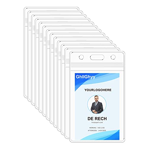 20PCS Vertical Transparent Id Badge Holders,PVC Card Holder,Sealable Waterproof Zip Type Plastic Protector Holder,2.83x4.6 Inch Business Id Card Holder (20)