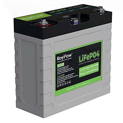 12V 18Ah Lithium LiFePO4 Battery, RoyPow 12v 18Ah LiFePO4 Battery 12v Deep Cycle 3500-8000 LiFePO4 Battery 12v Rechargeable Lithium Battery for Fish Finder, Solar System, UPS, Tool Trailer, Marine, RV