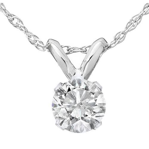 1/3 Ct Diamond Solitaire Pendant Necklace in 14k White Or Yellow Gold