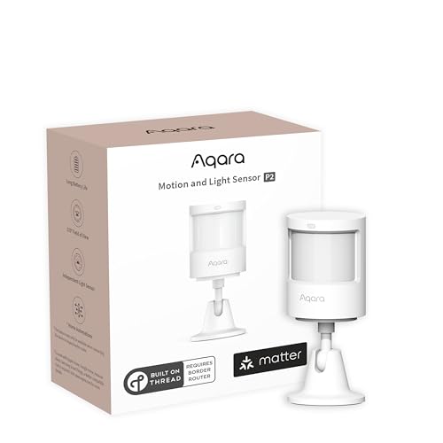 Aqara Motion and Light Sensor P2, Matter Over Thread, Requires Thread Border Router, Motion Detector with Light Sensor, for Various Automations, Supports Apple Home, Alexa and SmartThings