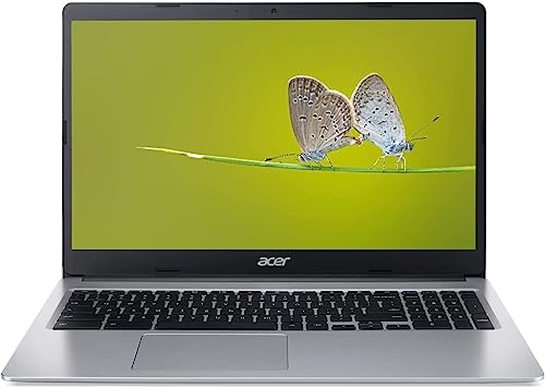 Acer 2023 15' HD Premium Chromebook, Intel Celeron N Processor 2.78GHz Turbo Speed, 4GB Ram, 128GB SSD, Ultra-Fast WiFi Up to 1700 Mbps, Full Size Keyboard, Chrome OS, Arctic Silver Color-(Renewed)