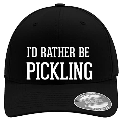 I'd Rather Be Pickling - Embroidered Flexfit 6277 Baseball Hat | Unisex Cap for Men and Women | Modern Cap with Flexfit Band and Pre-Curved Bill | Black | Small/Medium