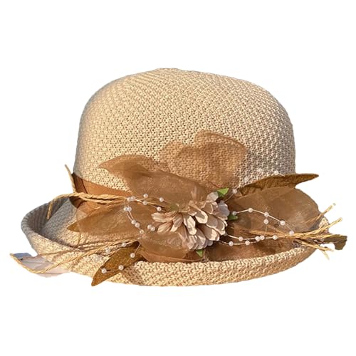 Women Foldable Flower Vacation Casual Straw Hat Women's Stylish Bucket Holiday Beach Wedding Cap 2