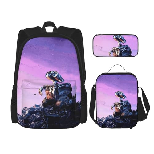 GTRHTYJ Travel Camping Work Backpack for Womens/Mens Gifts Hiking Daypack Cute Anime Notebook Bags Set 3 Piece Backpack With Lunch Box Pen Case
