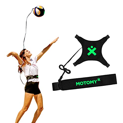 MOTOMY Volleyball Training Equipment 'VolleyPal' Volleyball Rebounder Engineered w/Neoprene 3000X Technology Fabric & All Around Stitched-Edges. Improve Your Overhand Serving (Black & Green)