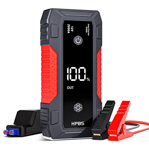 HPBS Jump Starter - 2000A Jump Starter Battery Pack for Up to 8L Gas and 6.5L Diesel Engines, 12V Portable Car Battery Jump Starter Box with 3.0' LCD Display (Red)