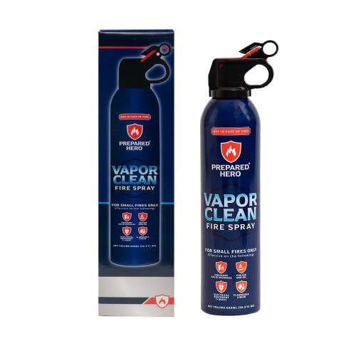 Vapor Clean Fire Spray by Prepared Hero - 1 Pack - Portable Fire Extinguisher for Home, Car, Garage, Kitchen - Works on Electrical, Grease, Battery Fires & More - Compact, Easy to Use