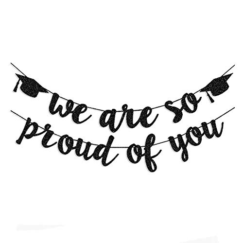 2024 Graduation Banners Party Decorations, Black Glitter We are So Proud of You Graduation Banners Garland for Congratulation Graduation Party Supplies, School, Home, Car Decorations