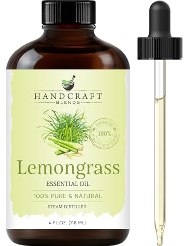 Handcraft Blends Lemongrass Essential Oil - Huge 4 Fl Oz - 100% Pure and Natural - Premium Grade with Glass Dropper