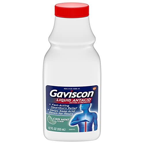 Gaviscon Extra Strength Cool Mint Liquid Antacid For Fast-Acting Heartburn Relief, 12 Ounces