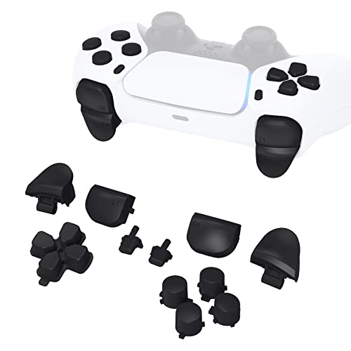 eXtremeRate Replacement D-pad R1 L1 R2 L2 Triggers Share Options Face Buttons, Black Full Set Buttons Compatible with ps5 Controller BDM-010 & BDM-020