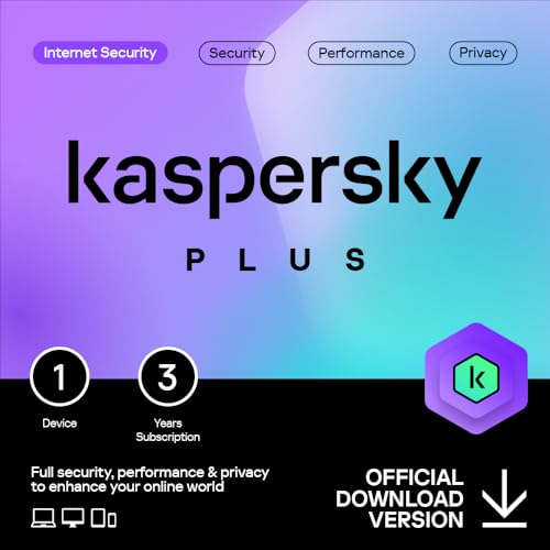 Kaspersky Plus Internet Security 2024 | 1 Device | 3 Years | Anti-Phishing and Firewall | Unlimited VPN | Password Manager | Online Banking Protection | PC/Mac/Mobile | Online Code