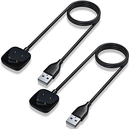 Maledan Compatible with Fitbit Sense & Fitbit Versa 3 Charger Replacement USB Charging Cable Dock Stand for Sense 2/Sense/Versa 4/Versa 3 Smartwatch, 2 Pack 3.3Ft Durable Portable Charger Dock Cord