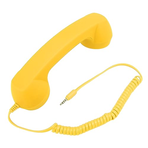 Wired Cellphone Handset, Retro Phone Receiver Radiation Proof Professional for Smartphones (Yellow)