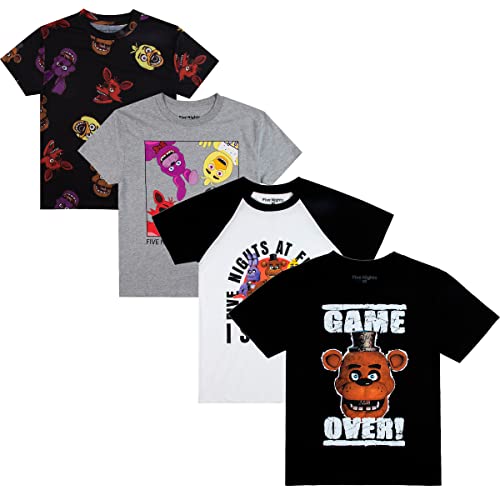 Five Nights at Freddy's Game Over Crew Neck Short Sleeve 4pk Boy's Tees-Small Multicolored