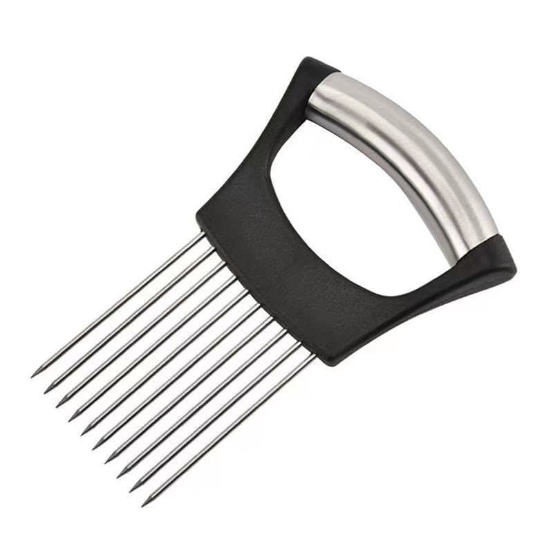 Ecochre Stainless Steel Onion Holder for Slicing, Onion Cutter for Slicing and Storage of Avocados Lemon Potato Tomato Carrots and Other Vegetable Stalking Fork
