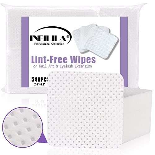NXJ INFILILA Lint Free Nail Wipes for Nail Polish Remover 540Pcs Super Absorbent Dry Nail Pliosh Remover Pads Wipes Lint Free Wipes Nail Wipes