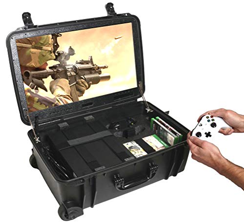 Case Club Gaming Station fits Xbox One X/S. Portable Gaming Station with Built-in 24' 1080p Monitor, Storage for Controllers, Games, and Included Speakers (Xbox & Accessories Not Included)