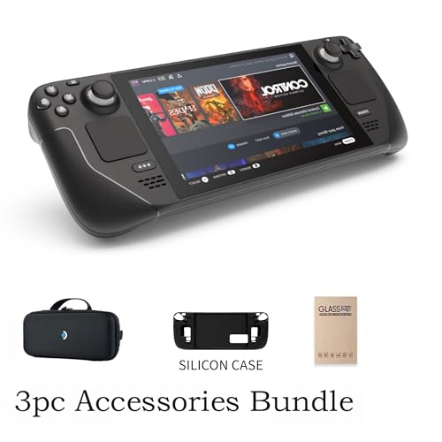 Valve Steam Deck 1TB Handheld Gaming Console with Carring case, 1280 x 800 LCD Display, Bundle Silicone Soft Cover Protector & Tempered Glass Film