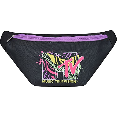 MTV Logo Fanny Pack, Waist Crossbody Bag for Men and Women, Belt Bag, Black