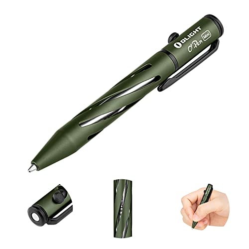 OLIGHT O'Pen Mini Ballpoint Pen, Replaceable EDC Black Ink Pens By Bolt Action for Office, Working, Writing, Construction Work, Special Gifts and etc (OD Green)