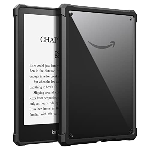 MoKo Case Fit with 6.8' Kindle Paperwhite (11th Generation-2021) and Kindle Paperwhite Signature Edition, Perfect Protection with Fully Covered Soft TPU Edge, Clear Back Cover for DIY, Black