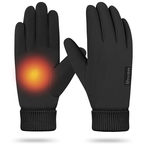 ihuan Winter Gloves for Men Women - Cold Weather Gloves for Running Cycling, Waterproof Snow Warm Gloves Touchscreen Finger
