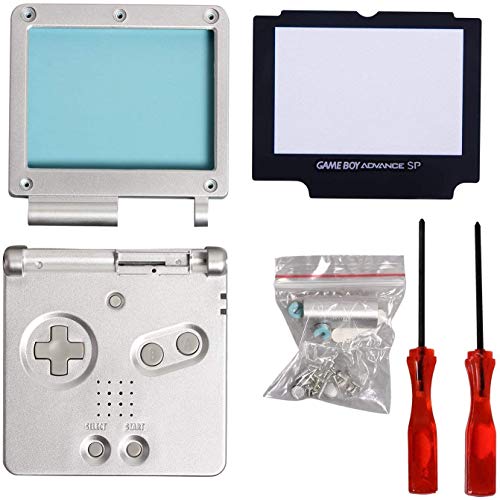 Timorn GBA SP Shell, Full Parts Housing Shell Pack Replacement for GBA SP Gameboy Advance SP (Silver Pack)