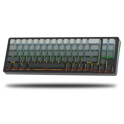 Womier SK71 75% Gaming Keyboard Aluminum Alloy Shell Wireless Mechanical Keyboard, Hot-swappable Keyboard Gasket Mounted w/Pre-lubed Switches, Bluetooth/2.4G/Wired, Shine Through Black Keycaps