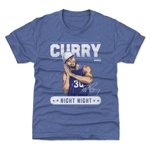 Steph Curry Youth Shirt (Kids Shirt, 10-12Y Large, Tri Royal) - Steph Curry Golden State Night Night WHT