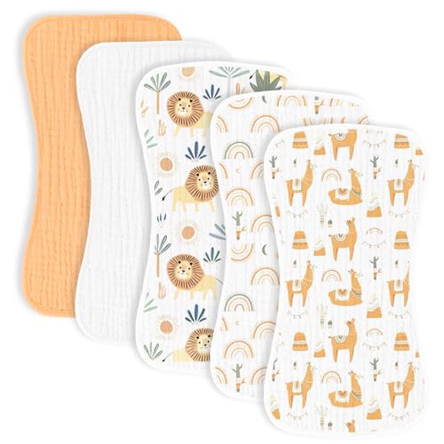 MairMore 5 Pack Muslin Baby Burp Cloths- Neutral Muslin Burping Cloths for Baby Boys Girls and Newborn Towel, Unisex- Large Absorbent Burp Cloths-20 x10 Inches