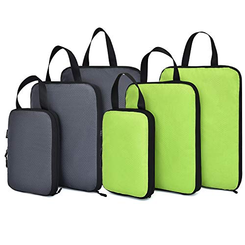 YZAOLL Compression Packing Cubes Bags Set for Kids Travel Luggage Packing Organizers Accessories Gift 6pcs graygreen