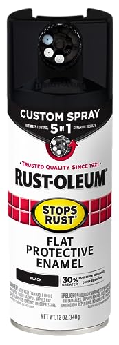 Rust-Oleum 376855 Stops Rust Custom Spray 5-in-1 Spray Paint, 12 oz, Flat Black