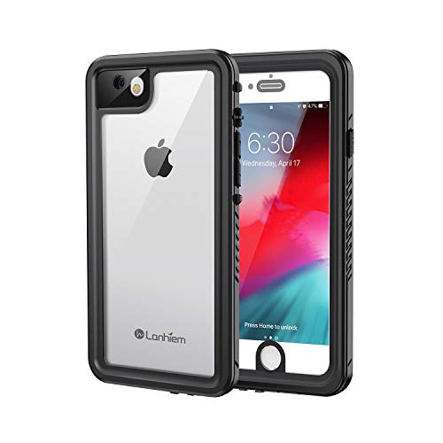 Lanhiem iPhone SE 2022/2020, 7, 8 Case - IP68 Waterproof Dustproof Shockproof, Built-in Screen Protector, Full Body Underwater Protection (Black)