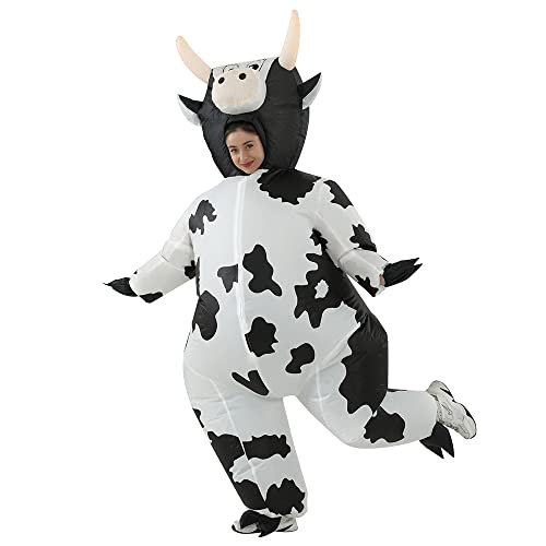 RHYTHMARTS Inflatable Costume Cow Costumes Fancy Dress Cosplay Blow Up Jumpsuit Christmas Halloween Costumes for Adult