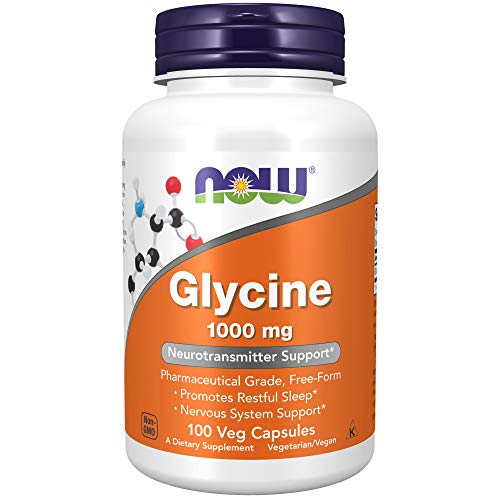 NOW Supplements, Glycine 1,000 mg Free-Form, Neurotransmitter Support*, 100 Veg Capsules