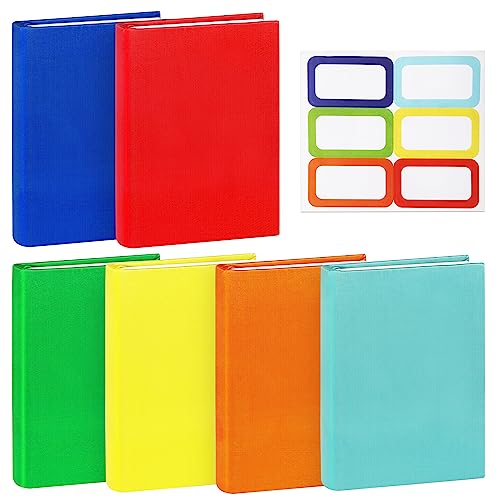 Gloween Stretchable Book Covers, Book Protector for Hardcover Books Up to 9' X 11' Washable Reusable Textbook Cover with Label, Book Sox for Office School Supplies (Rainbow Colors)