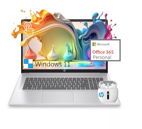 HP 2024 Newest 17 Laptop Computer, 17.3” HD+ Touchscreen Laptop PC, Intel Pentium Silver N5030, 32GB DDR4 RAM, 1TB SSD, Windows 11, 1-Year Office 365, Long Battery Life, Webcam, Wi-Fi, USB-C, Silver