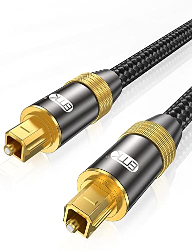 EMK Optical Audio Cable Digital Toslink Cable 24K Gold-Plated Nylon Braided S/PDIF Cable for Home Theater, Sound Bar, TV, PS4, Xbox, Playstation (5Feet/1.5M)