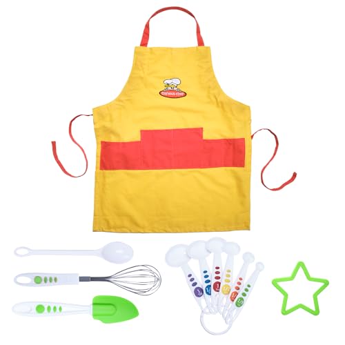 Curious Chef 11-Piece Yellow and Orange Chef's Kit for Kids, includes Real Cooking and Baking Tools, Dishwasher Safe and Made with BPA-Free Plastic