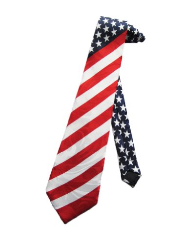 Steven Harris Mens American Flag USA Necktie Stars Stripes Ties - Patriotic Red White Blue - One Size Neck Tie