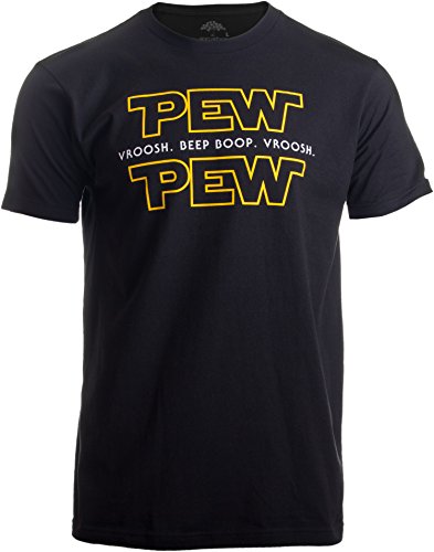Ann Arbor T-shirt Co. Pew Pew Wars | Funny Sci-fi Space Star Noises Science for Geek Men Women T-Shirt-(Adult,XL)