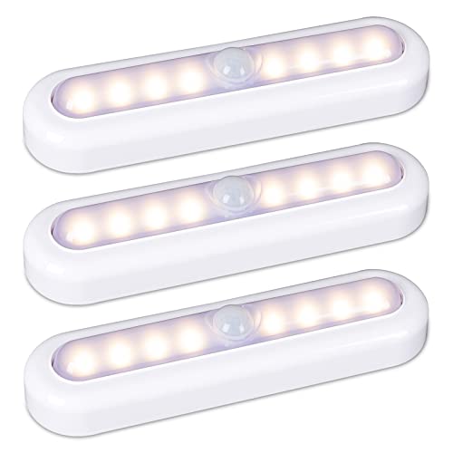 STAR-SPANGLED 3 Pack 7” Motion Sensor Lights Indoor Battery Operated, Stick on LED Light for Closet, Stairs, Under Cabinet, Warm White