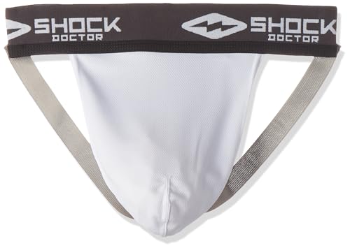 Shock Doctor Men's Supporter Without Pocket, White, Large