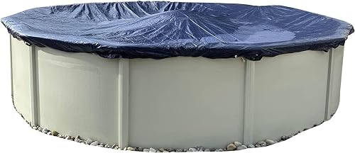 Winter Block WC18R Aboveground Pool Winter Cover 18’ Ft. Round, 8-Year Warranty Includes Winch and Cable, Superior Strength & Durability, UV Protected, 18', Solid Blue