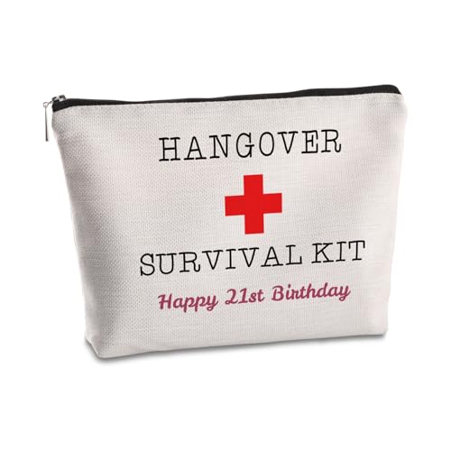 SYIJIMSJKT 21st Birthday Gifts for Her 21st Birthday Hangover Kit Makeup Bag Decorations for Women Friends Bestie Sister Christmas