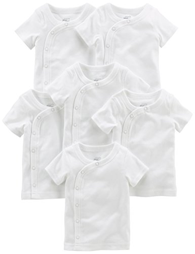 Simple Joys by Carter's Baby 6-Pack Side-Snap Short-Sleeve Shirt, White, 0-3 Months