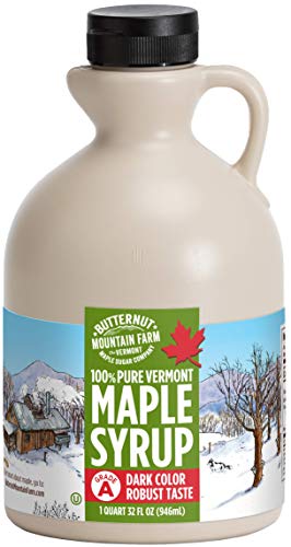 Butternut Mountain Farm Pure Vermont Maple Syrup, Grade A, Dark Color, Robust Taste, All Natural, Easy Pour, 32 Fl Oz, 1 Qt (Prev Grade B)